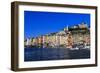 Colourful harbourfront houses, boats and castle, Portovenere, UNESCO World Heritage Site, Italy-Eleanor Scriven-Framed Photographic Print