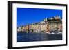 Colourful harbourfront houses, boats and castle, Portovenere, UNESCO World Heritage Site, Italy-Eleanor Scriven-Framed Photographic Print