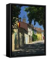 Colourful Houses and Church, Puyloubier, Near Aix-En-Provence, Bouches-Du-Rhone, Provence, France-Tomlinson Ruth-Framed Stretched Canvas