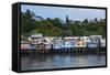 Colourful Houses in Castro, Chiloe, Chile, South America-Michael Runkel-Framed Stretched Canvas