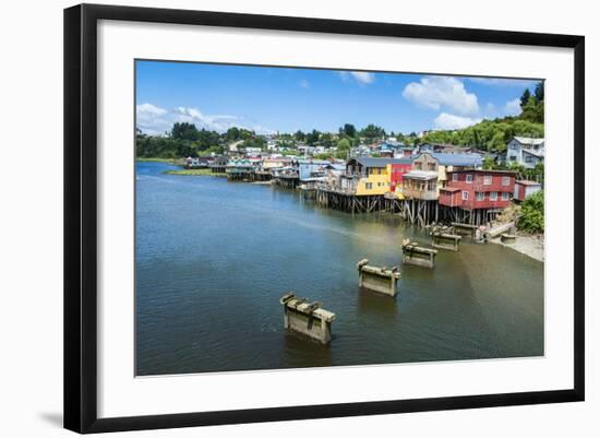 Colourful Houses in Castro, Chiloe, Chile, South America-Michael Runkel-Framed Photographic Print