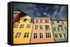 Colourful Houses in Copenhagen, Europe-pink candy-Framed Stretched Canvas