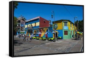 Colourful Houses in La Boca Neighbourhood in Buenos Aires, Argentina, South America-Michael Runkel-Framed Stretched Canvas