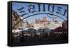 Colourful Houses of the Old Town Square Viewed Through a Cafe Window, Old Town, Poland-Gavin Hellier-Framed Stretched Canvas