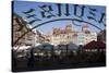 Colourful Houses of the Old Town Square Viewed Through a Cafe Window, Old Town, Poland-Gavin Hellier-Stretched Canvas