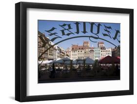 Colourful Houses of the Old Town Square Viewed Through a Cafe Window, Old Town, Poland-Gavin Hellier-Framed Photographic Print