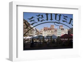 Colourful Houses of the Old Town Square Viewed Through a Cafe Window, Old Town, Poland-Gavin Hellier-Framed Photographic Print