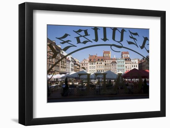 Colourful Houses of the Old Town Square Viewed Through a Cafe Window, Old Town, Poland-Gavin Hellier-Framed Premium Photographic Print