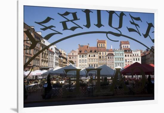 Colourful Houses of the Old Town Square Viewed Through a Cafe Window, Old Town, Poland-Gavin Hellier-Framed Photographic Print