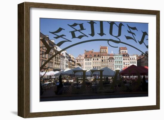 Colourful Houses of the Old Town Square Viewed Through a Cafe Window, Old Town, Poland-Gavin Hellier-Framed Photographic Print