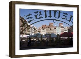 Colourful Houses of the Old Town Square Viewed Through a Cafe Window, Old Town, Poland-Gavin Hellier-Framed Photographic Print