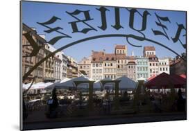 Colourful Houses of the Old Town Square Viewed Through a Cafe Window, Old Town, Poland-Gavin Hellier-Mounted Photographic Print