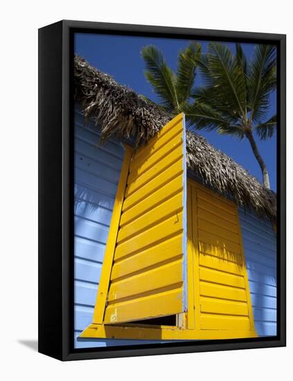 Colourful Hut, Bavaro Beach, Punta Cana, Dominican Republic, West Indies, Caribbean, Central Americ-Frank Fell-Framed Stretched Canvas