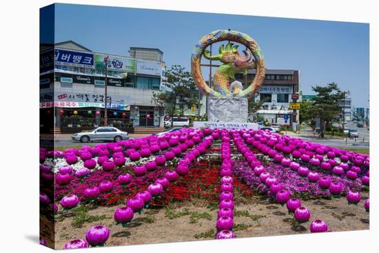 Colourful Lanterns around the King Seong Statue, Buyeo, South Korea, Asia-Michael-Stretched Canvas