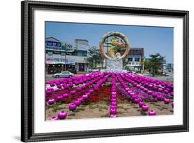 Colourful Lanterns around the King Seong Statue, Buyeo, South Korea, Asia-Michael-Framed Photographic Print