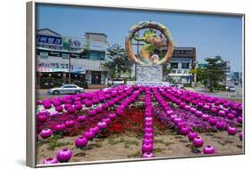 Colourful Lanterns around the King Seong Statue, Buyeo, South Korea, Asia-Michael-Framed Photographic Print