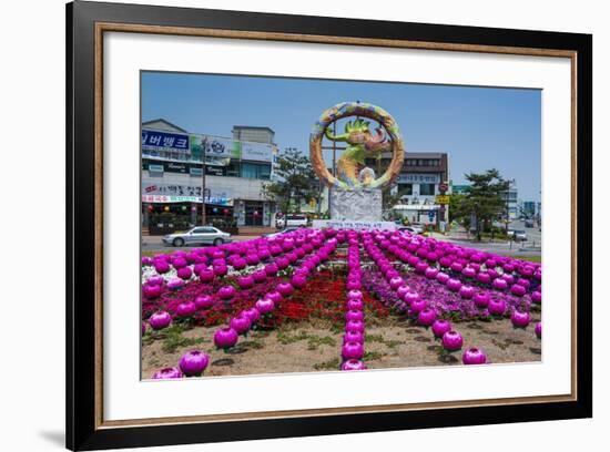 Colourful Lanterns around the King Seong Statue, Buyeo, South Korea, Asia-Michael-Framed Photographic Print