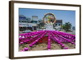 Colourful Lanterns around the King Seong Statue, Buyeo, South Korea, Asia-Michael-Framed Photographic Print