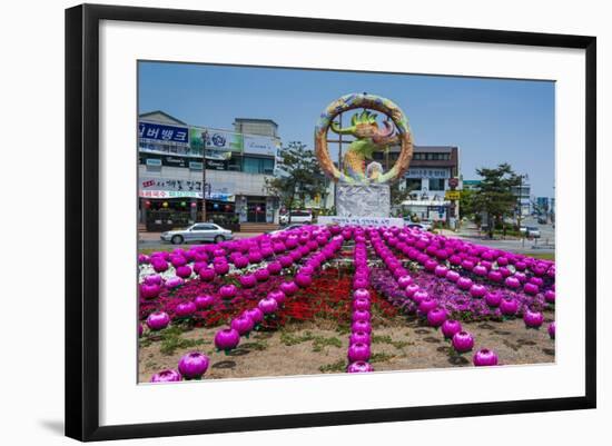 Colourful Lanterns around the King Seong Statue, Buyeo, South Korea, Asia-Michael-Framed Photographic Print