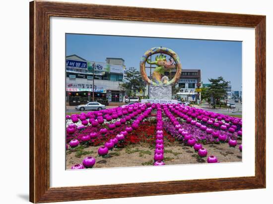 Colourful Lanterns around the King Seong Statue, Buyeo, South Korea, Asia-Michael-Framed Photographic Print