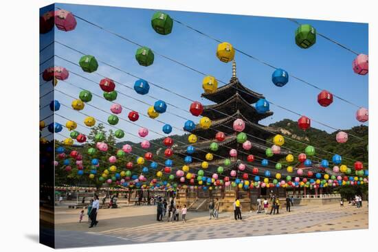 Colourful Lanterns in the Beopjusa Temple Complex, South Korea, Asia-Michael-Stretched Canvas