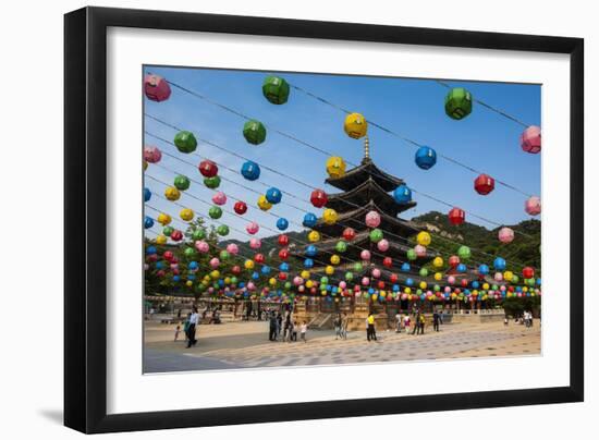 Colourful Lanterns in the Beopjusa Temple Complex, South Korea, Asia-Michael-Framed Photographic Print