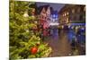 Colourful lights on Christmas trees and ornaments at dusk, Colmar, Haut-Rhin department, Alsace, Fr-Roberto Moiola-Mounted Photographic Print