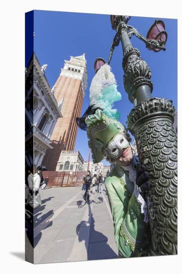 Colourful mask and costume of the Carnival of Venice, famous festival worldwide, Venice, Veneto, It-Roberto Moiola-Stretched Canvas