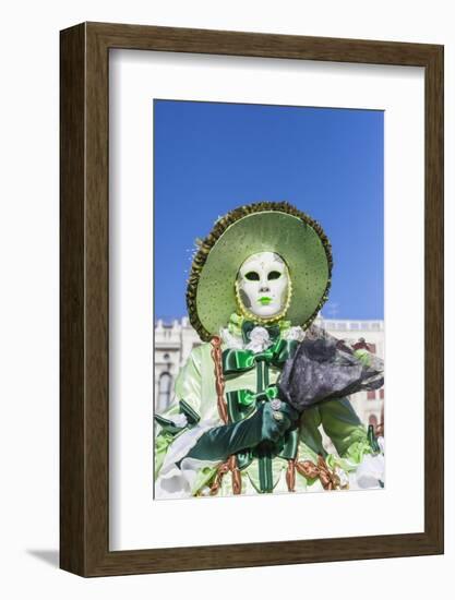 Colourful mask and costume of the Carnival of Venice, famous festival worldwide, Venice, Veneto, It-Roberto Moiola-Framed Photographic Print