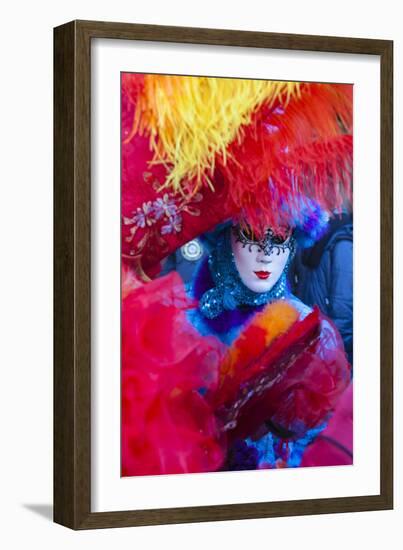 Colourful mask and costume of the Carnival of Venice, famous festival worldwide, Venice, Veneto, It-Roberto Moiola-Framed Photographic Print