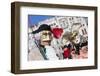 Colourful masks and costumes of the Carnival of Venice, famous festival worldwide, Venice, Veneto, -Roberto Moiola-Framed Photographic Print