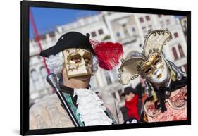 Colourful masks and costumes of the Carnival of Venice, famous festival worldwide, Venice, Veneto, -Roberto Moiola-Framed Photographic Print