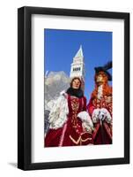 Colourful masks and costumes of the Carnival of Venice, famous festival worldwide, Venice, Veneto, -Roberto Moiola-Framed Photographic Print