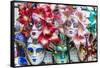 Colourful masks of the Carnival of Venice, famous festival worldwide, Venice, Veneto, Italy, Europe-Roberto Moiola-Framed Stretched Canvas