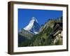 Colourful Mountain Chalet in the Shadow of the Matterhorn, Zermatt, Valais, Switzerland-Christian Kober-Framed Photographic Print