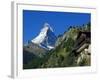 Colourful Mountain Chalet in the Shadow of the Matterhorn, Zermatt, Valais, Switzerland-Christian Kober-Framed Photographic Print