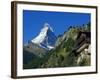 Colourful Mountain Chalet in the Shadow of the Matterhorn, Zermatt, Valais, Switzerland-Christian Kober-Framed Photographic Print