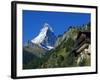 Colourful Mountain Chalet in the Shadow of the Matterhorn, Zermatt, Valais, Switzerland-Christian Kober-Framed Photographic Print