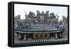 Colourful Ornamented Roof, Guandu Temple, Guandu, Taipeh, Taiwan, Asia-Michael Runkel-Framed Stretched Canvas