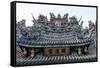 Colourful Ornamented Roof, Guandu Temple, Guandu, Taipeh, Taiwan, Asia-Michael Runkel-Framed Stretched Canvas