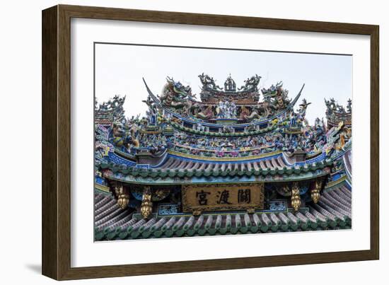 Colourful Ornamented Roof, Guandu Temple, Guandu, Taipeh, Taiwan, Asia-Michael Runkel-Framed Photographic Print