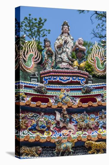 Colourful Ornamented Roof, Guandu Temple, Guandu, Taipeh, Taiwan, Asia-Michael Runkel-Stretched Canvas