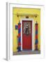 Colourful, Ornate Traditional Doorway and Striped Mooring Posts in the Town of Burano, Venice-Cahir Davitt-Framed Photographic Print