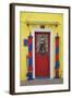 Colourful, Ornate Traditional Doorway and Striped Mooring Posts in the Town of Burano, Venice-Cahir Davitt-Framed Photographic Print