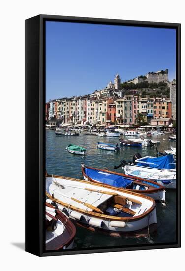 Colourful Painted Buildings by the Marina at Porto Venere-Mark Sunderland-Framed Stretched Canvas