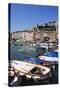 Colourful Painted Buildings by the Marina at Porto Venere-Mark Sunderland-Stretched Canvas