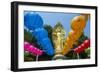 Colourful Paper Lanterns in Front of a Golden Buddha in the Fortress of Suwon-Michael-Framed Photographic Print