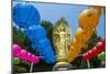 Colourful Paper Lanterns in Front of a Golden Buddha in the Fortress of Suwon-Michael-Mounted Photographic Print