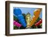 Colourful Paper Lanterns in Front of a Golden Buddha in the Fortress of Suwon-Michael-Framed Photographic Print