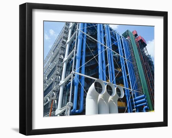 Colourful Pipework on Exterior of the Centre Pompidou (Pompidou Centre), Beaubourg, Paris, France-Hans Peter Merten-Framed Photographic Print